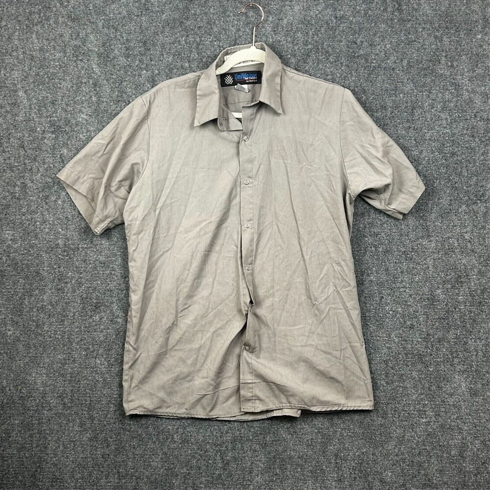 UniWeave Soft Comfort Gray Auto Mechanic Uniform Shirt Medium Short Sleeve